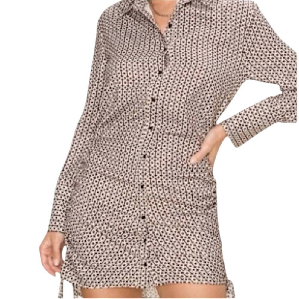 NEW HYFVE geometric print shirt dress in brown